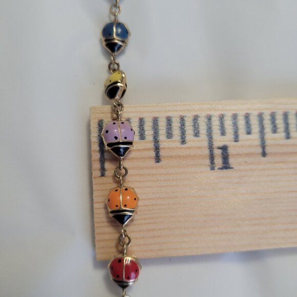 Lady Bug Multicolor Puffy Enamel Bracelet 10k Yellow Gold - Picture 13 of 13